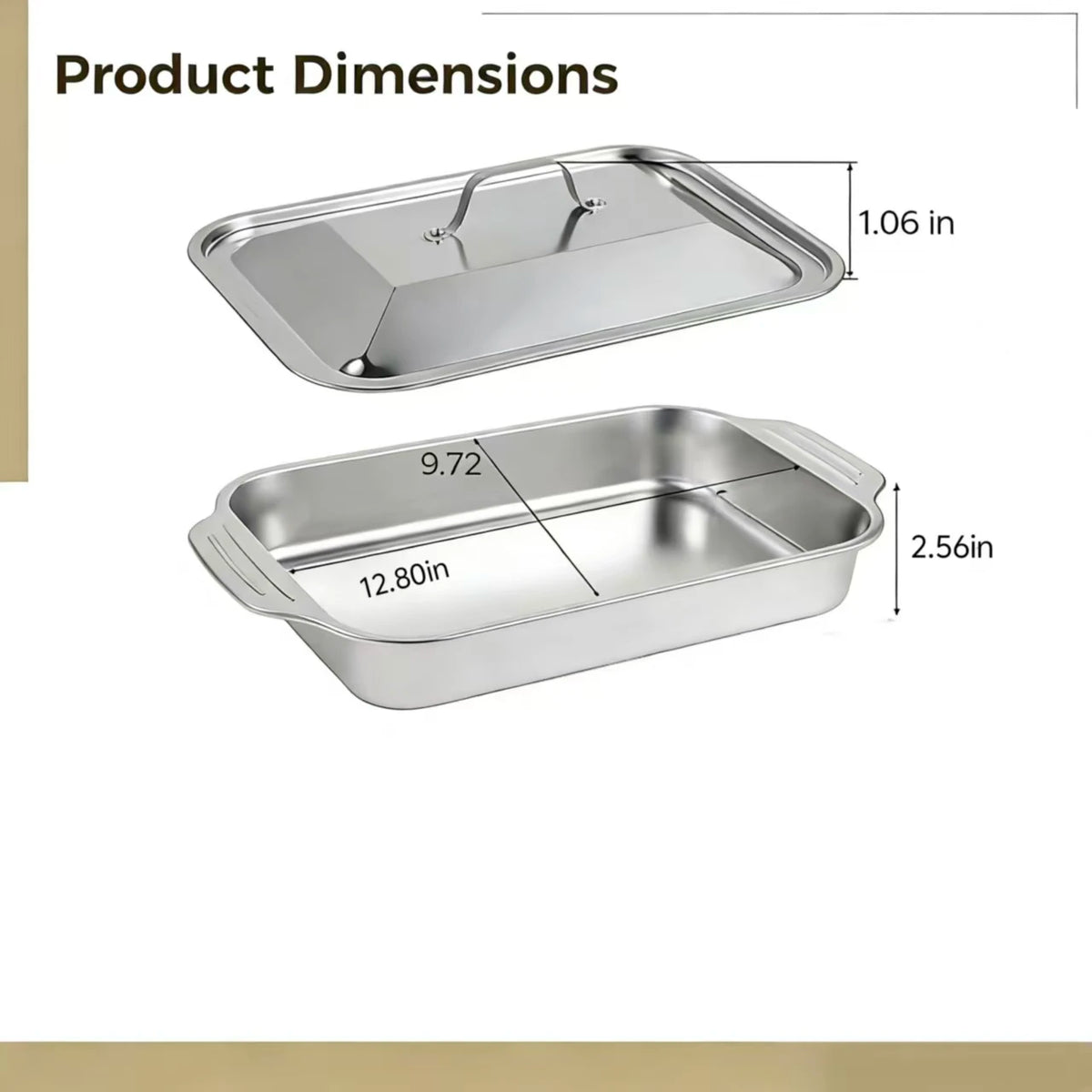Stainless Steel Baking Pan with Lid & Handles, Deep Roaster for Oven, Lasagna/Fish/Casserole Dish for Family Meals